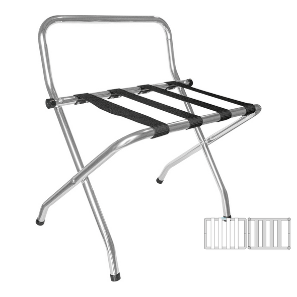 Apoio para Malas Dobrável com Respaldo Cromado Aço